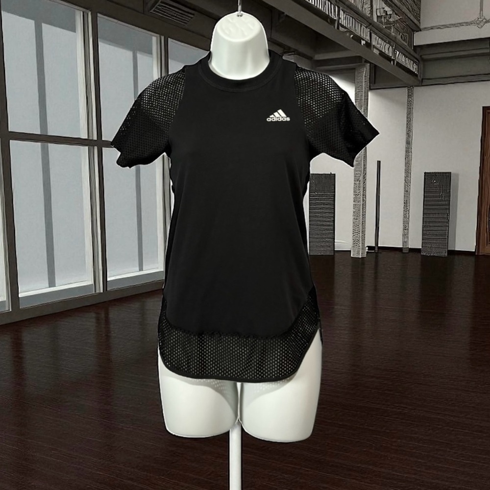 Adidas, ID Mesh Short Sleeve T-Shirt, Size XS, Black 🏃♀️➡️